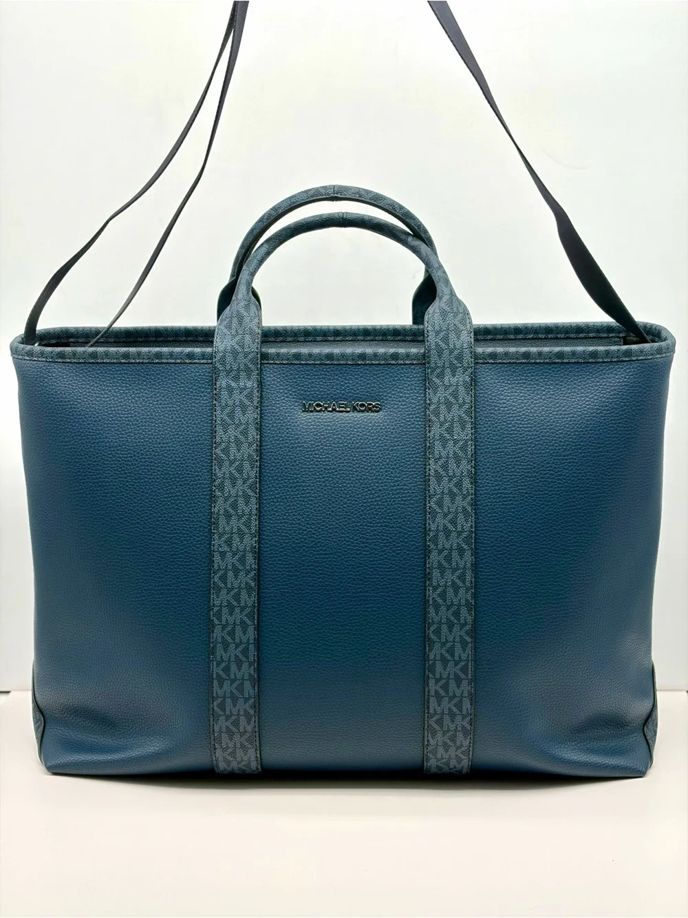 Michael Kors Cooper Medium Pebbled Leather and Signature Logo Tote Travel Bag